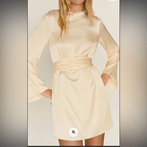Reformation Astrid Silk Long Sleeve Mini Dress